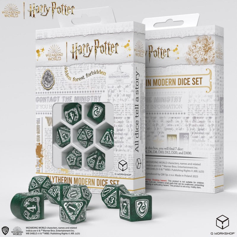 Q-Workshop: Slytherin Green/White 7-Die Set Dice & Gaming Accessories Q Workshop