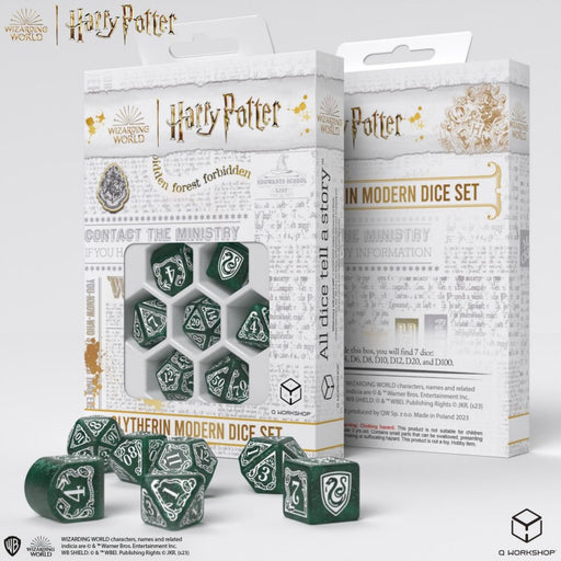 Q-Workshop: Slytherin Green/White 7-Die Set Dice & Gaming Accessories Q Workshop