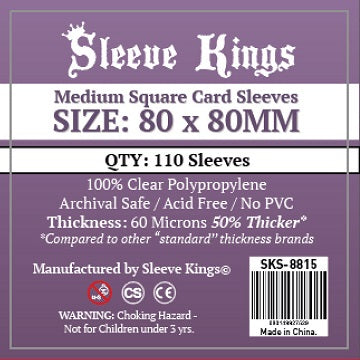 Sleeve Kings: Medium Square Sleeves 80mm x 80mm 110Ct Card Sleeves Sleeve Kings