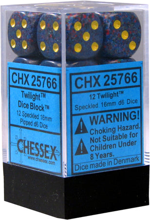 Chessex: Twilight Speckled 12Ct D6 Dice Set: 16mm Dice & Gaming Accessories Chessex