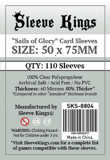 Sleeve Kings: "Sails of Glory" Sleeves 50mm x 75mm 110Ct Card Sleeves Sleeve Kings