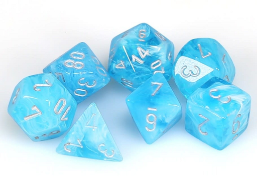 Chessex: Mini 7-Die Set Luminary - Sky/Silver Dice & Gaming Accessories Chessex