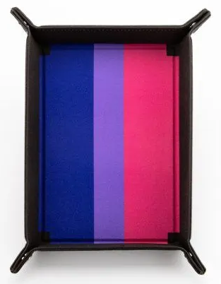 FanRoll: Fold Up Dice Tray - Gaymers Pride Bisexual Flag Velvet w/PU Leather Dice & Gaming Accessories Metallic Dice Games