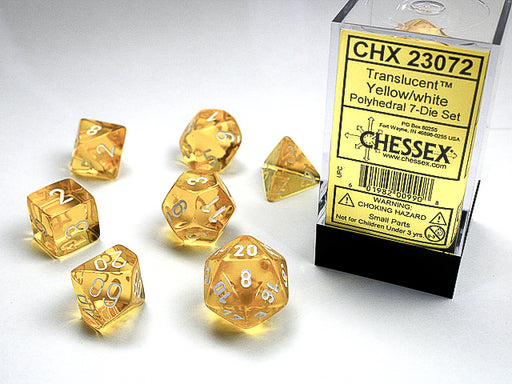 Chessex: 7-Die Set Translucent - Yellow/White Dice & Gaming Accessories Chessex