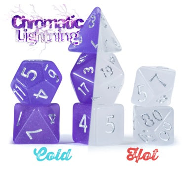 Mighty Tiny Dice: "Chromatic Lightning" 7-Die Dice Set 12mm Dice & Gaming Accessories Gate Keeper Games