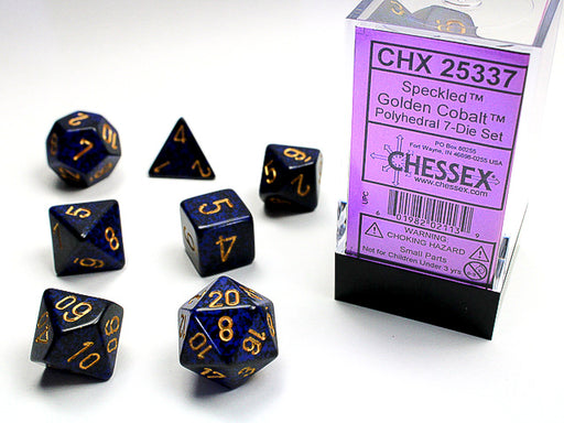 Chessex: 7-Die Set Speckled - Golden Cobalt Dice & Gaming Accessories Chessex
