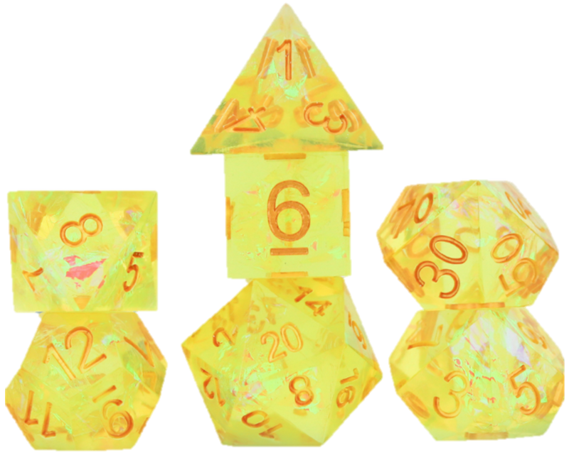 Sirius Dice: Sharp-Edged 7-Die Dice Set - Yellow Fairy Dice & Gaming Accessories Sirius Dice