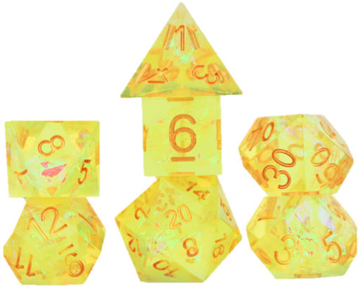 Sirius Dice: Sharp-Edged 7-Die Dice Set - Yellow Fairy Dice & Gaming Accessories Sirius Dice