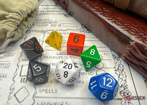 Chessex: 7-Die Set Nostalgia Opaque GM & Beginner Player Dice & Gaming Accessories Chessex