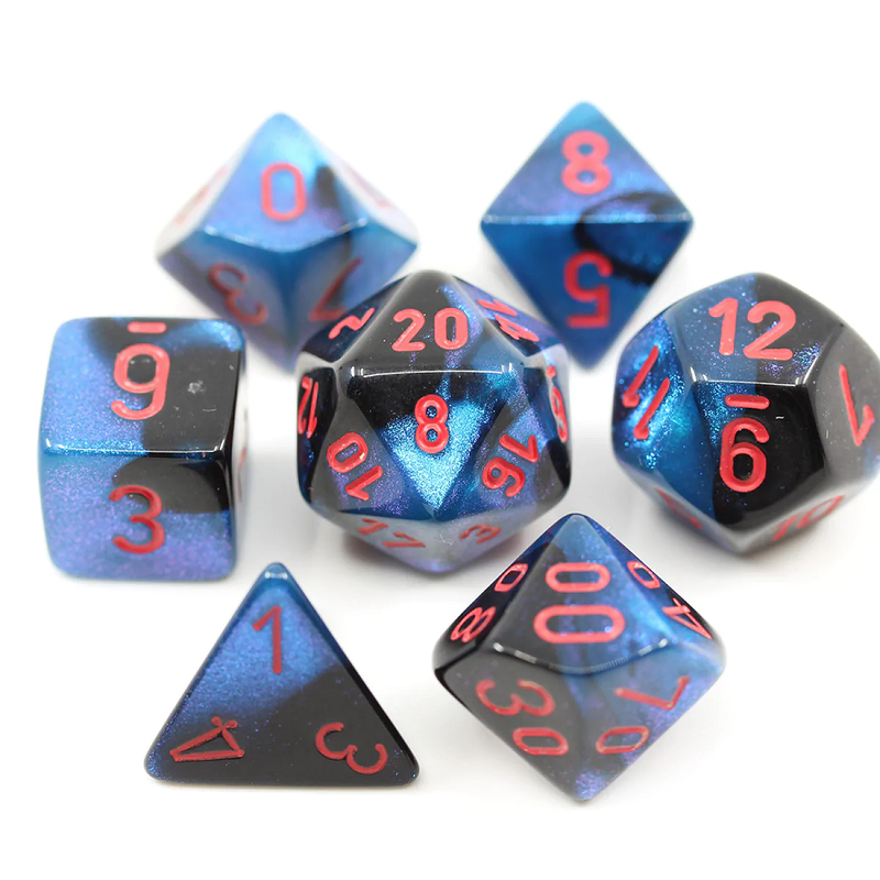 Chessex: Black-Starlight/Red Mini 7-Die Set Dice & Gaming Accessories Chessex