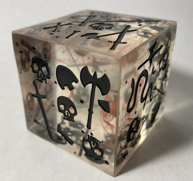 Severed Books: Massive D6 Die/Miniature - Bloody Black Gelatinous Cube (50mm) Dice & Gaming Accessories Severed Books