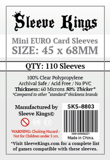 Sleeve Kings: Mini EURO Sleeves 45mm x 68mm 110Ct Card Sleeves Sleeve Kings