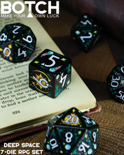 Botch Dice: 7-Die RPG Dice Set - "Deep Space" Dice & Counters Botch Dice
