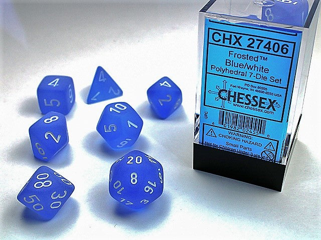 Chessex: Blue/White Frosted 7-Die Set Dice & Gaming Accessories Chessex