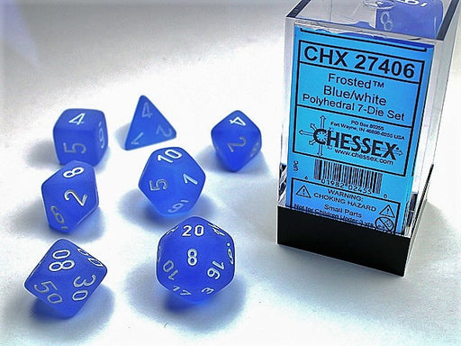 Chessex: Blue/White Frosted 7-Die Set Dice & Gaming Accessories Chessex