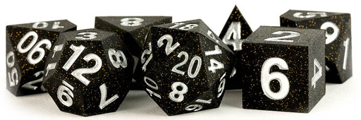 FanRoll: "Gold Scatter" Sharp Edge Silicone Rubber 7-Die RPG Set 16mm Dice & Gaming Accessories Metallic Dice Games