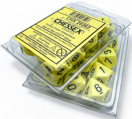Chessex: Pastel Yellow/Black Opaque 10D10 Dice Set