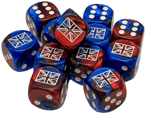 Chessex: "WWII Great Britain Flag" Gemini Blue-Red/White 12Ct D6 16mm Dice & Gaming Accessories Chessex