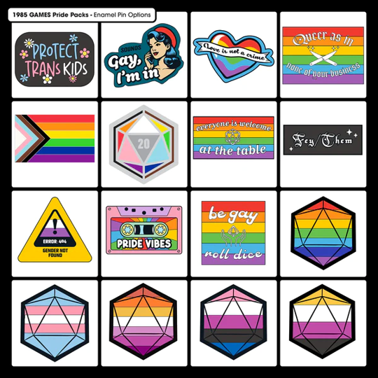 1985 Games: Daniel Quasar Collab Pride Mystery 7-Die Dice Set w/Pin