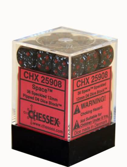 Chessex: Space Speckled 36Ct D6 Dice Set 12mm Dice & Gaming Accessories Chessex