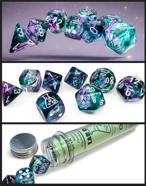 Chessex: 7-Die Set Lab Dice Nebula - Fluorite/White Dice & Gaming Accessories Chessex