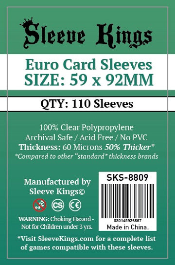Sleeve Kings: Euro Sleeves 59mm x 92mm 110Ct Card Sleeves Sleeve Kings