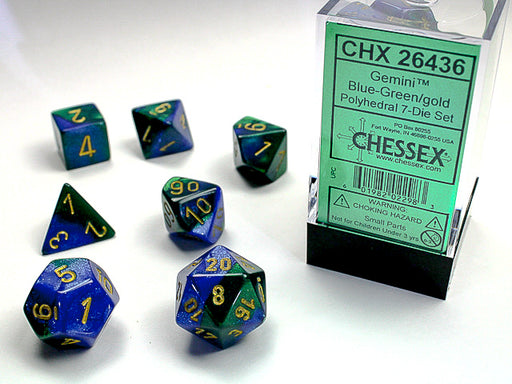 Chessex: 7-Die Set Gemini - Blue Green/Gold Dice & Gaming Accessories Chessex