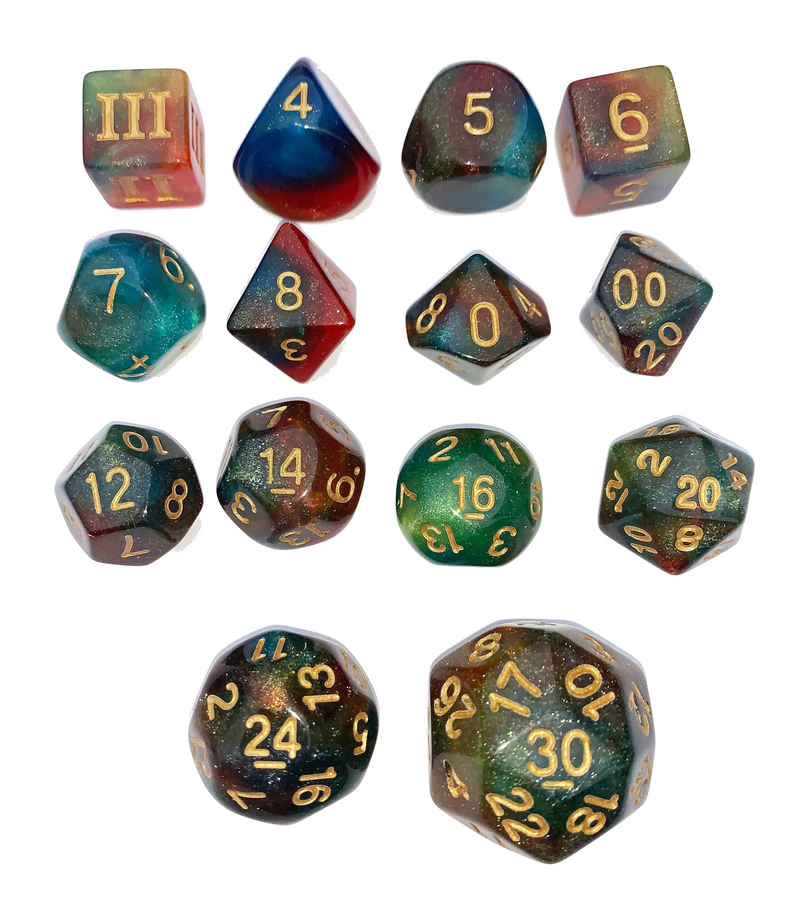 Goodman Games: Prismatic Spray 14 Die Set (DCC Compatible) Dice & Gaming Accessories Impact! Miniatures