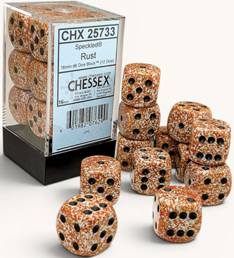 Chessex: 12Ct D6 Dice Set Speckled - Rust (16mm)
