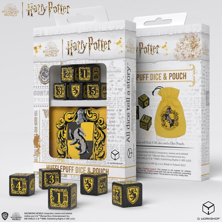Q-Workshop: Hufflepuff 5Ct D6 and Pouch Dice & Gaming Accessories Q Workshop