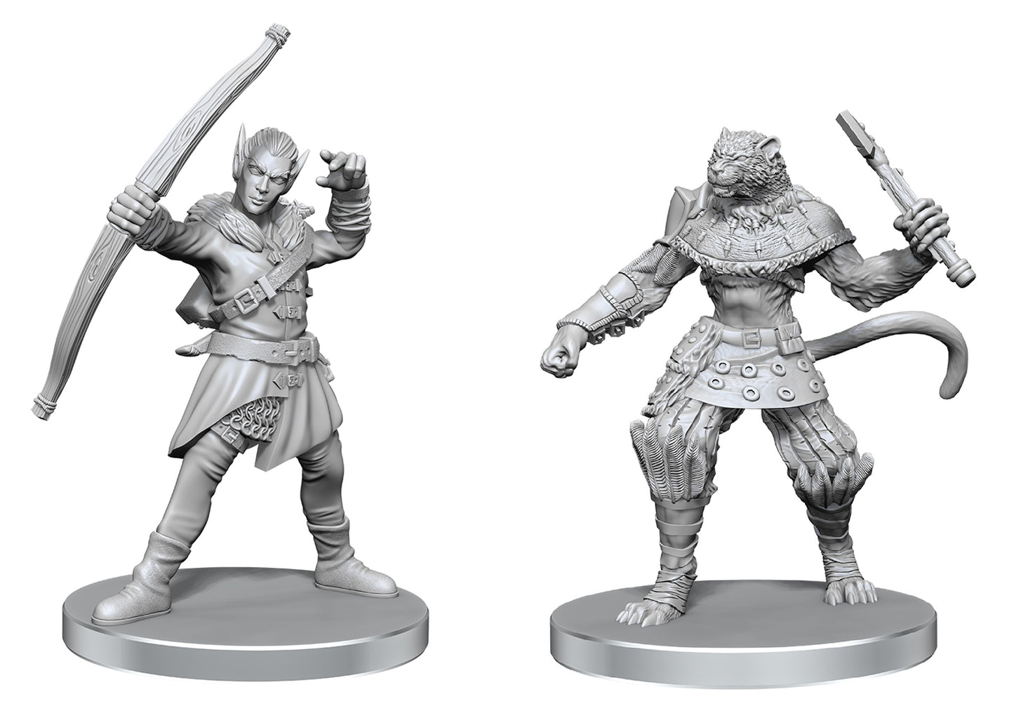 Pathfinder Battles Miniatures: W26 Elf Hunter & Catfolk Bandit RPG Miniatures WizKids