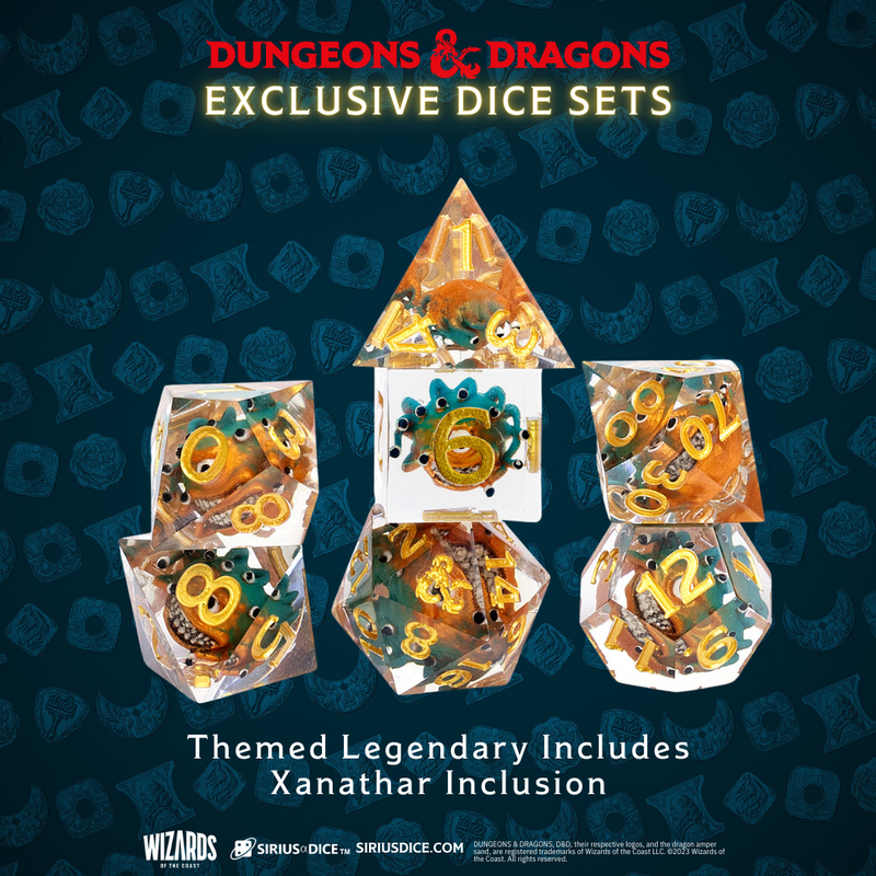 Sirius Dice: D&D Xanathar's Treasure - Mystery Bag 7-Die RPG Set w/Coin & Dice Bag Dice & Gaming Accessories Sirius Dice