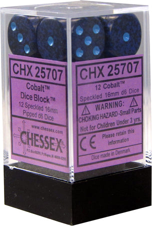 Chessex: Blue Stars Speckled 12Ct D6 Dice Set: 16mm Dice & Gaming Accessories Chessex
