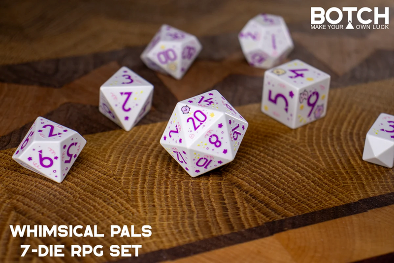 Botch Dice: 7-Die RPG Dice Set - "Whimsical Pals" Dice & Counters Botch Dice