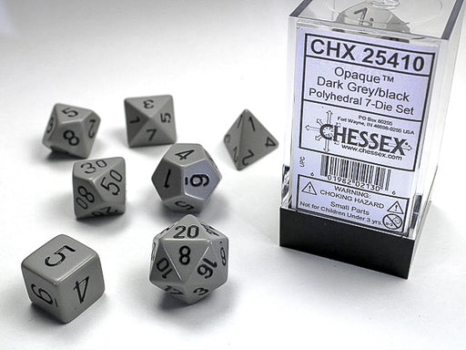 Chessex: 7-Die Set Opaque - Dark Grey/Black Dice & Gaming Accessories Chessex