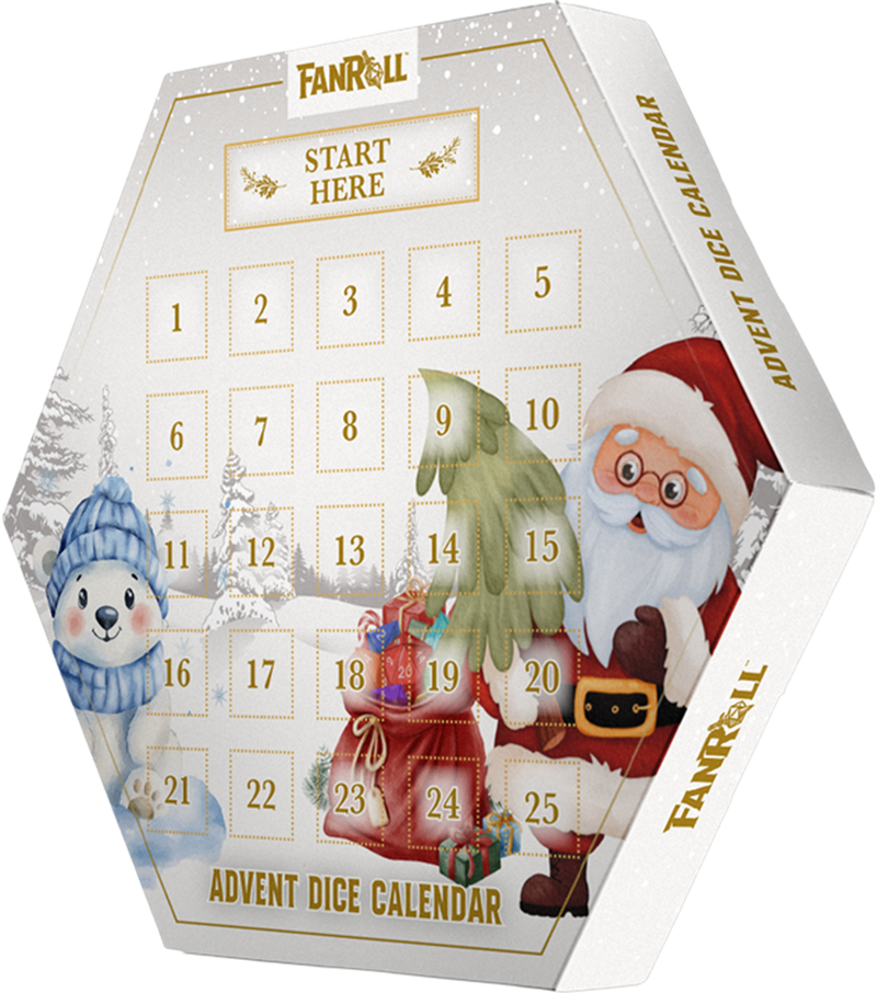 FanRoll: Advent Dice Calendar (2026) Board Games Metallic Dice Games