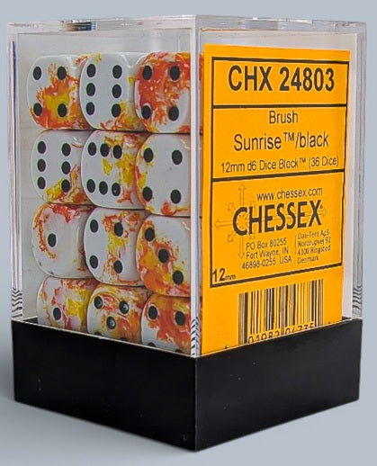 Chessex: 36Ct D6 Dice Set Brush - Sunrise/Black (12mm) Dice & Gaming Accessories Chessex