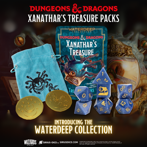 Sirius Dice: D&D Xanathar's Treasure - Mystery Bag 7-Die RPG Set w/Coin & Dice Bag Dice & Gaming Accessories Sirius Dice
