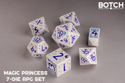Botch Dice: 7-Die RPG Dice Set - "Magic Princess" Dice & Counters Botch Dice