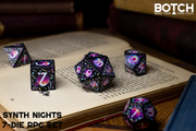 Botch Dice: 7-Die RPG Dice Set - "Synth Nights" Dice & Counters Botch Dice