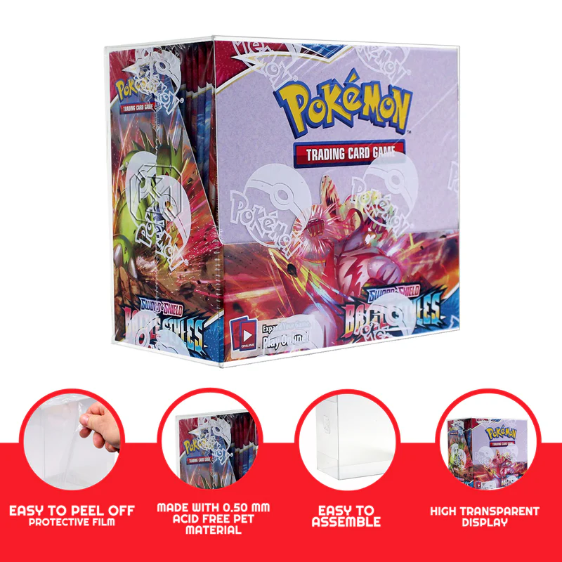 Evoretro: Soft Clear P.E.T. Plastic Protector - Pokemon Booster Box (0.5MM) 5-Pack Card Tools & Accessories Evoretro