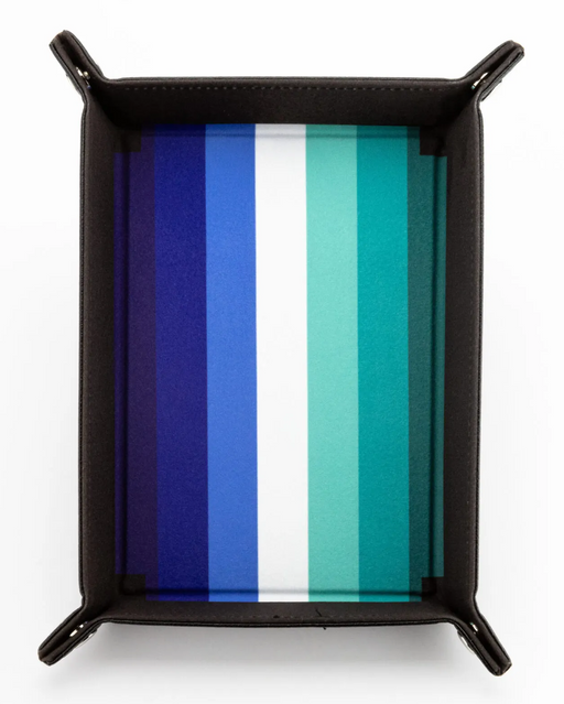FanRoll: Fold Up Dice Tray - Gaymers Pride Gay Men Flag Velvet w/PU Leather Dice & Gaming Accessories Metallic Dice Games