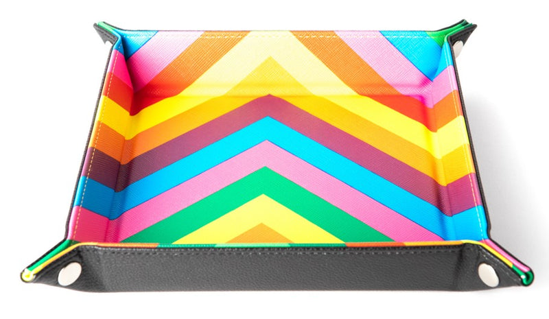 FanRoll: Fold Up Dice Tray - Rainbow Velvet w/PU Leather Dice & Gaming Accessories Metallic Dice Games