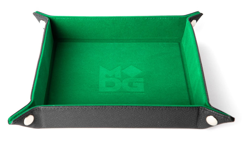 FanRoll: Fold Up Dice Tray - Green Velvet w/PU Leather Dice & Gaming Accessories Metallic Dice Games