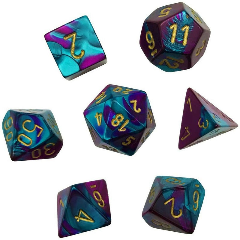 Chessex: Purple-Teal/Gold Mini 7-Die Set Dice & Gaming Accessories Chessex