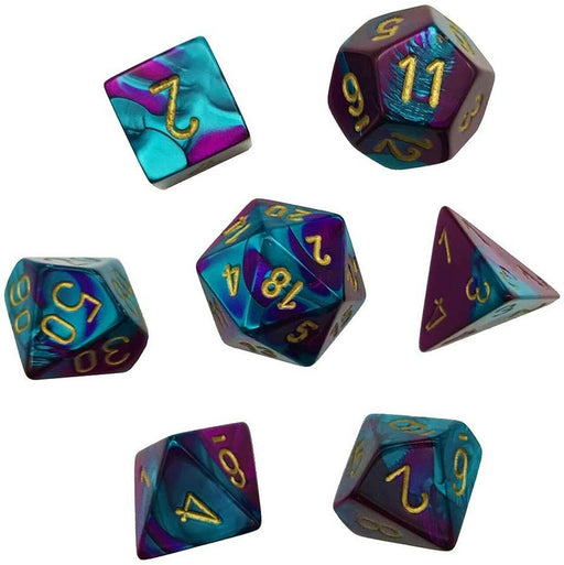 Chessex: Purple-Teal/Gold Mini 7-Die Set Dice & Gaming Accessories Chessex