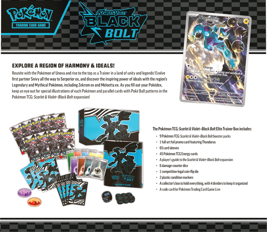 Pokémon Scarlet & Violet: Black Bolt - Elite Trainer Box (Limit 1 Per Person) Pokemon Sealed Pokémon