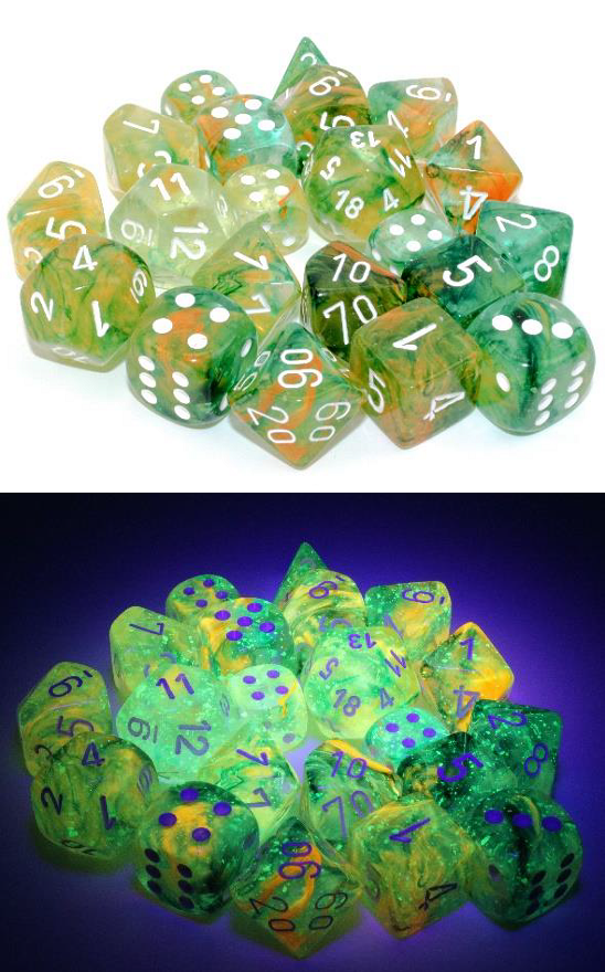 Chessex: 12Ct D6 Dice Set Luminary Nebula - Spring/White (16mm) Dice & Gaming Accessories Chessex