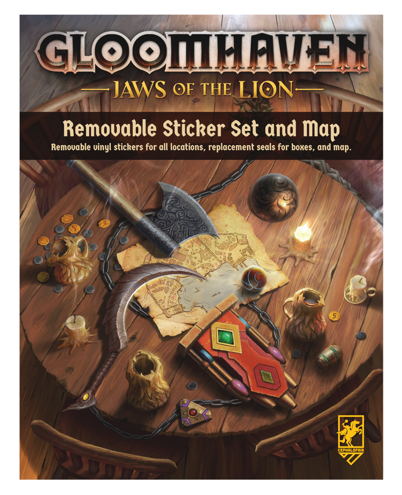 Gloomhaven: Jaws of the Lion Removable Sticker Set and Map Board Games Cephalofair Games   