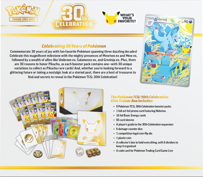 Pokémon 30th Celebration - Elite Trainer Box (Limit 1) Pokemon Sealed Pokémon